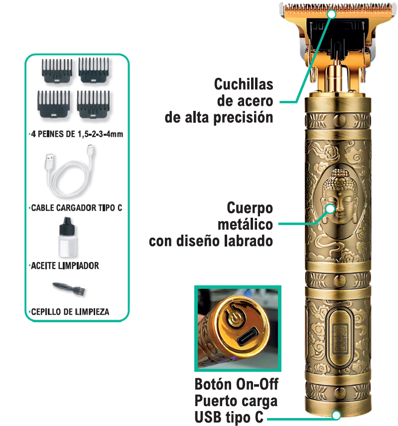 ✨ Maquineta Cortapelos Profissional com Design Buda Estilo com Propósito. Precisão com Alma.